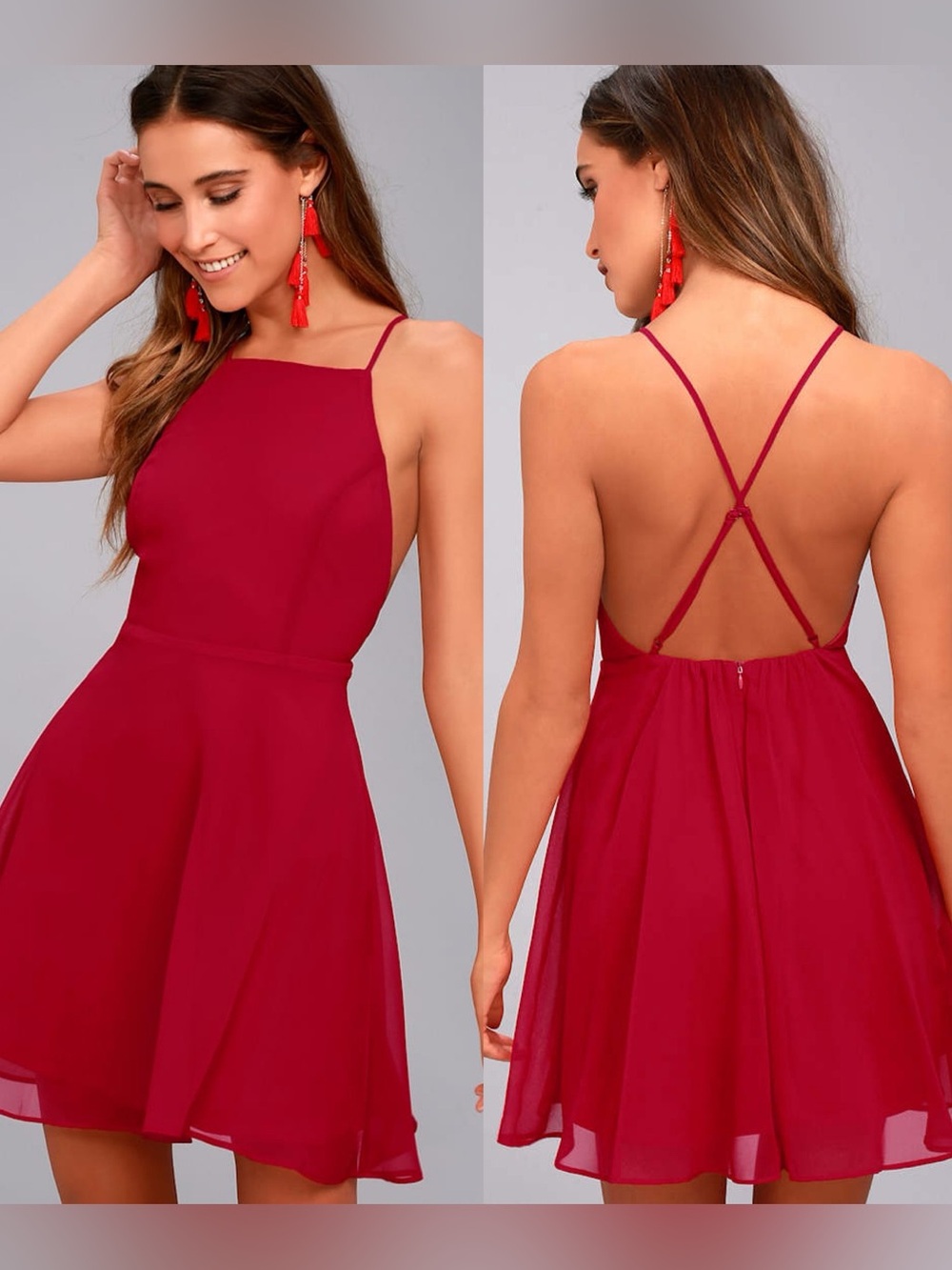 Lulus | Letter of Love Red Backless Skater Dress